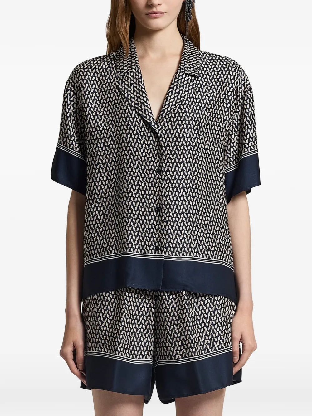 Peserico Patterned Blouse — Black
