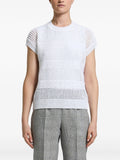 Peserico Sequin-Embellished Open-Knit Sweater — White