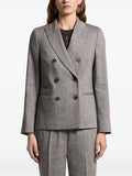Peserico Double-Breasted Virgin Wool Blazer — gray