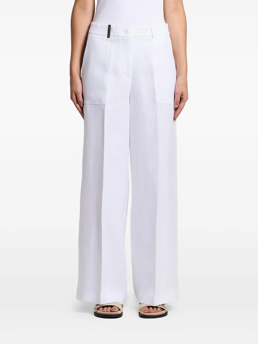 Peserico Wide-Leg Patch-Pocket Trousers — White