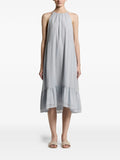 Peserico Ruffled-Hem Halterneck Dress — Gray