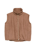 Herno Funnel-Neck Zip Linen Gilet — Tan