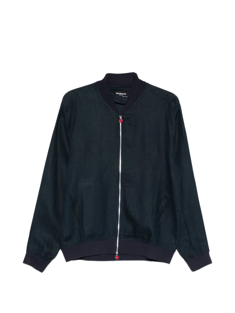 Kiton Linen Zip Bomber Jacket — Dark Blue