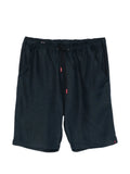 Kiton Linen Drawstring Shorts — Navy