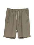 Kiton Linen Drawstring Shorts — Military Green