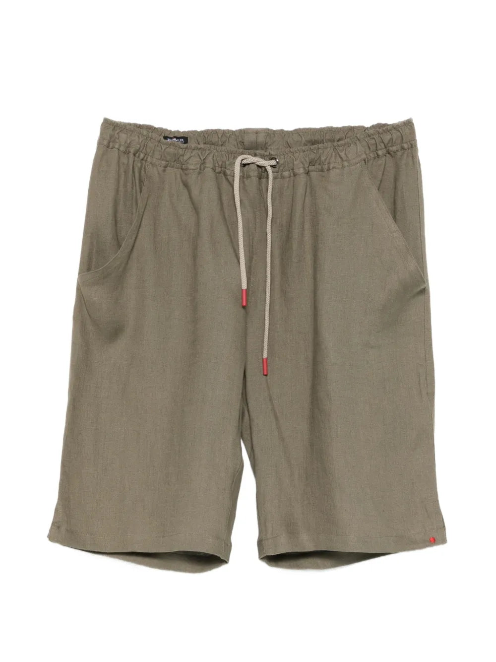 Kiton Linen Drawstring Shorts — Military Green