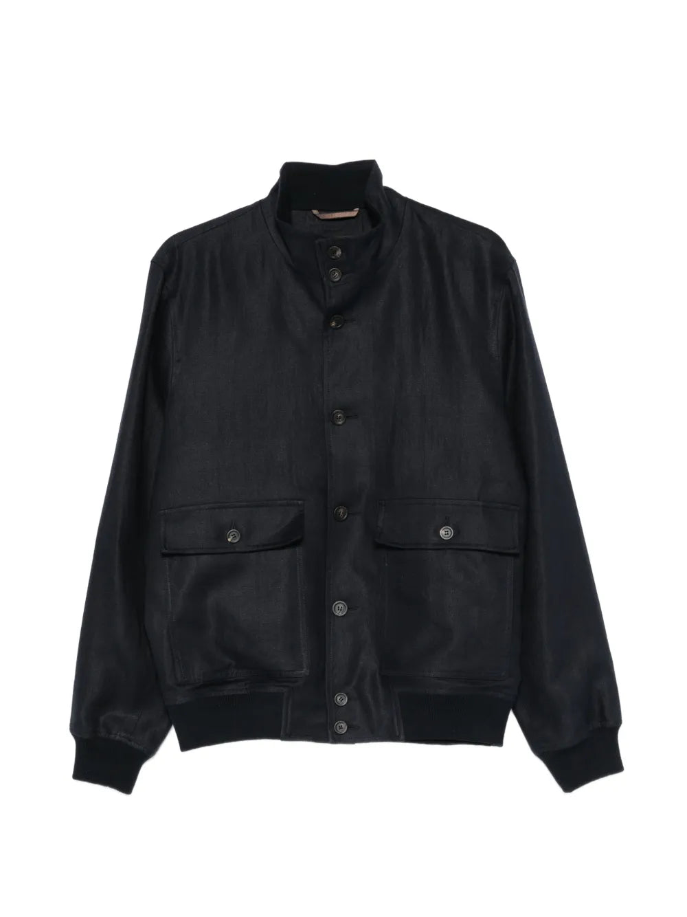 Peserico Linen Bomber Jacket — Black