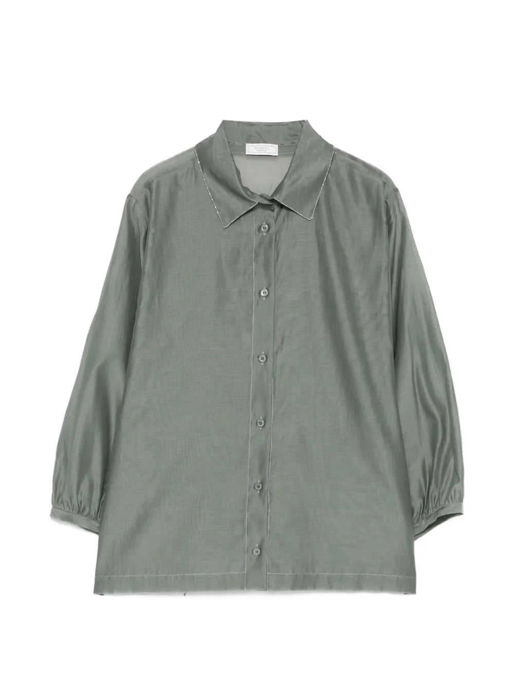 Peserico Button-Cuff Oversized Shirt — sage