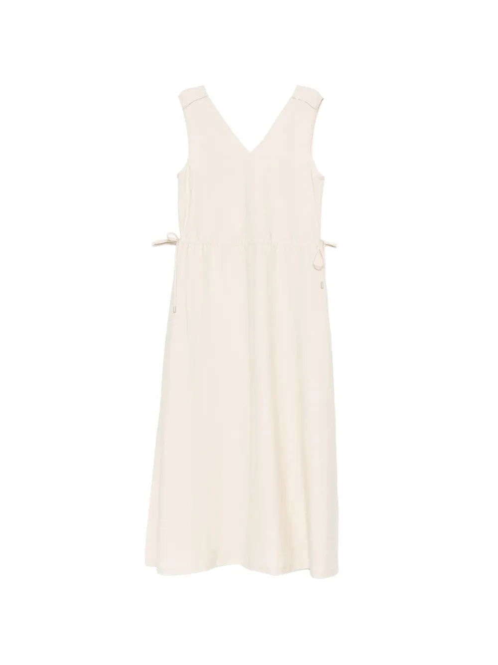 Peserico Linen-Viscose Drawstring Midi Dress — Beige