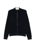 Peserico Ribbed Knit Zip Cardigan — Navy