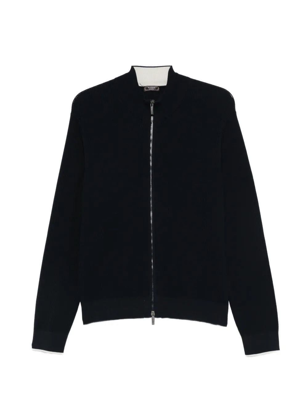 Peserico Ribbed Knit Zip Cardigan — Navy