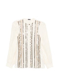 Kiton Sequin-Striped Blouse — Off-white