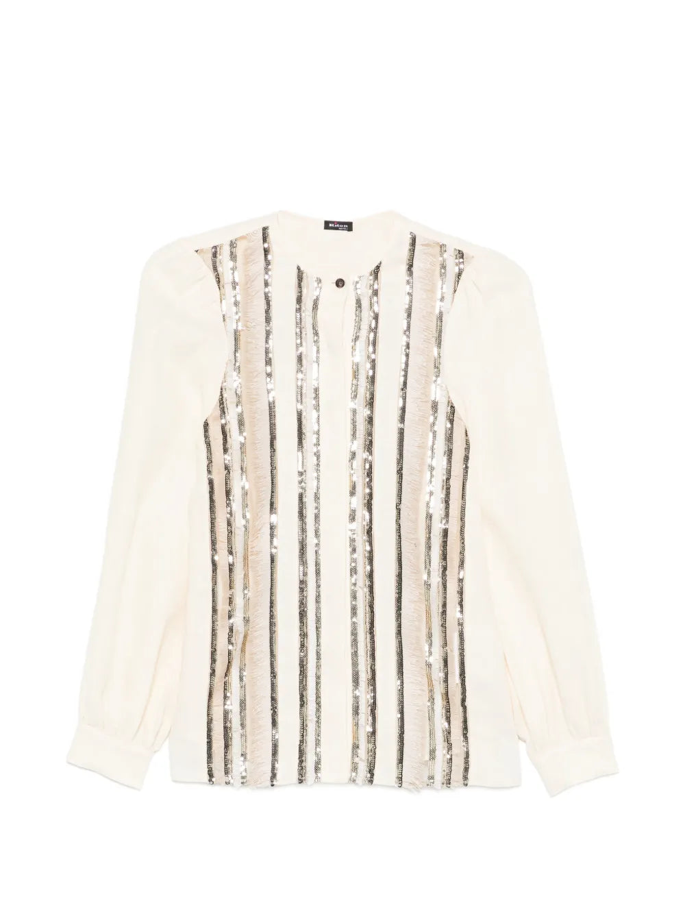 Kiton Sequin-Striped Blouse — Off-white