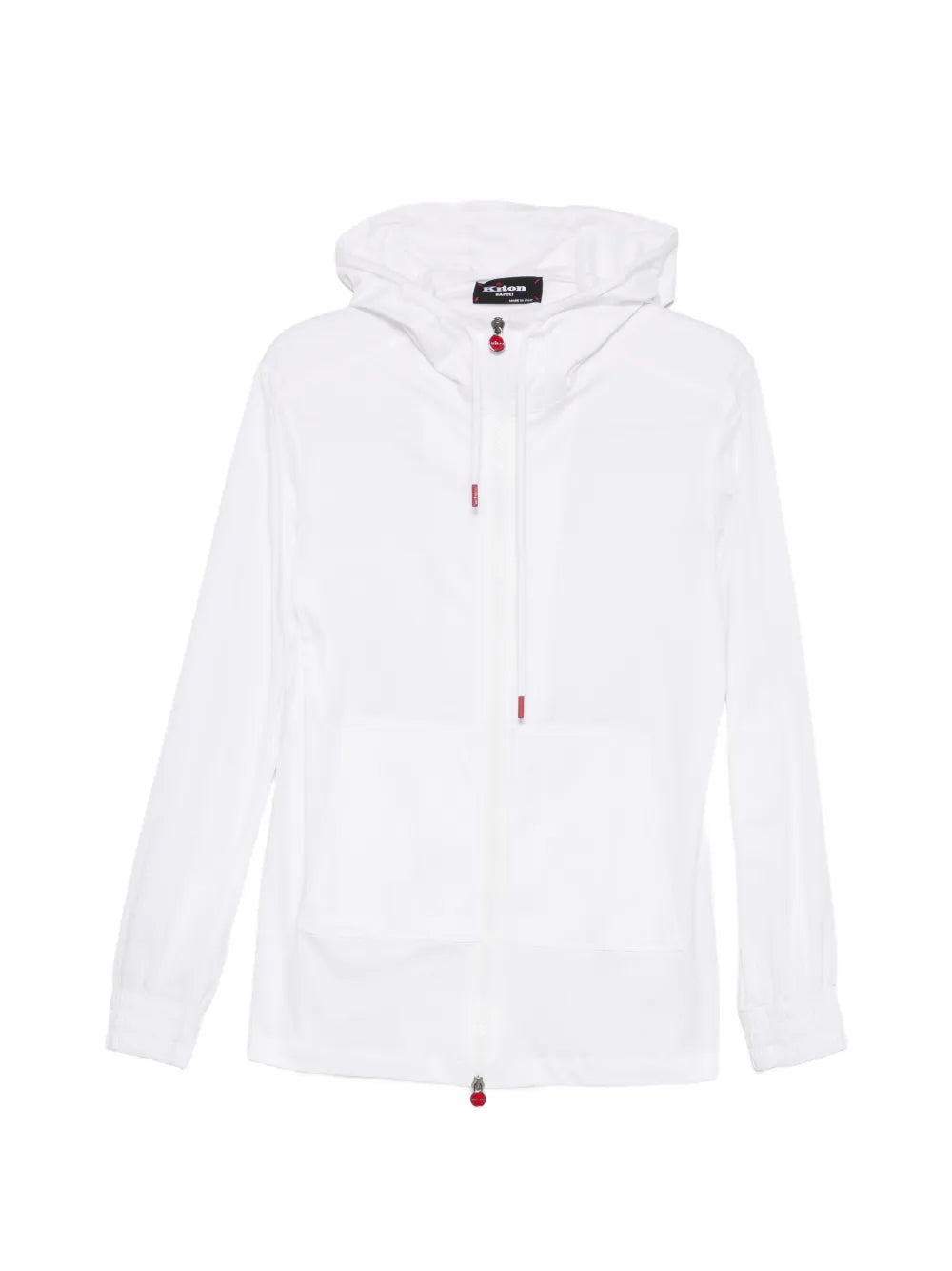 Kiton Drawstring Hooded Cotton Sweatshirt — White