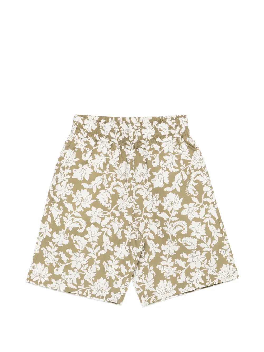 Golden Goose Floral-Print Elasticated-Waist Shorts — olive