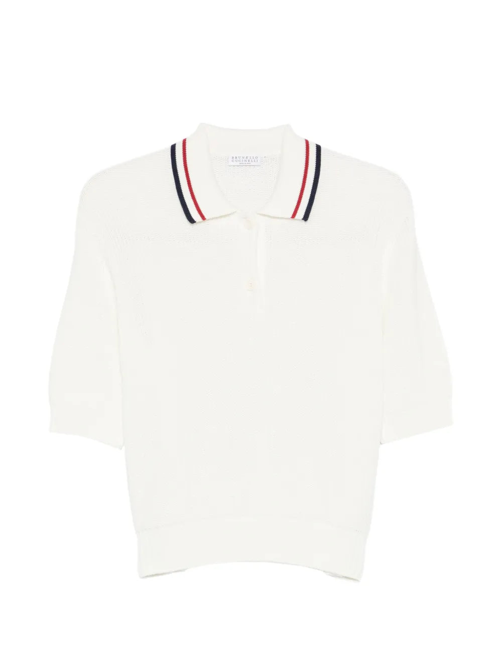 Brunello Cucinelli Striped-Collar Polo — White