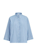 Brunello Cucinelli Striped Cotton Poplin Shirt — Blue