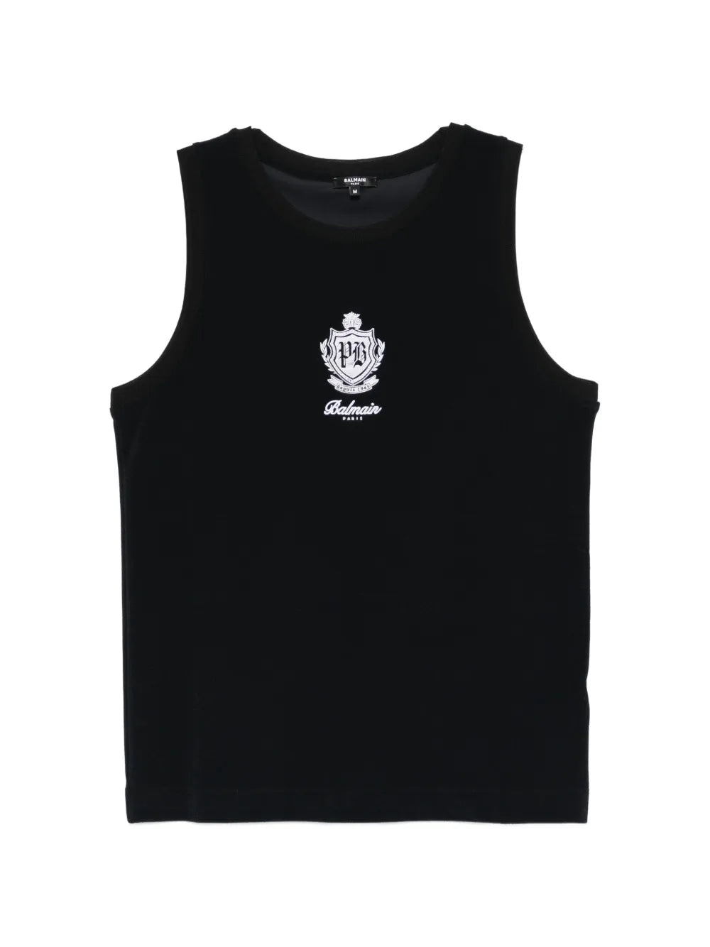 Balmain Logo-Embroidered Tank Top — Black