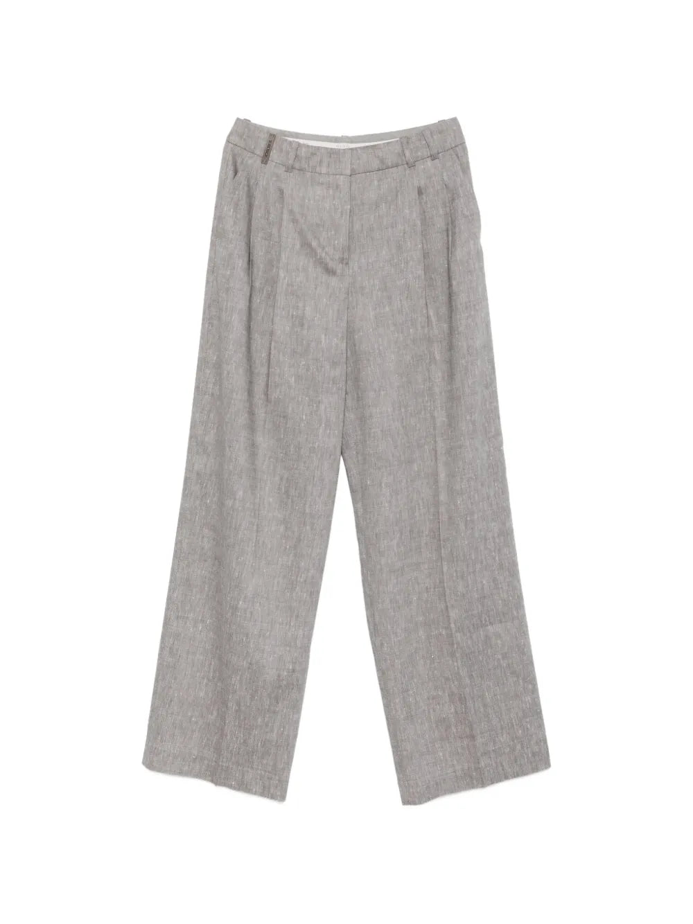 Peserico Pleated Linen-Wool Trousers — Grey