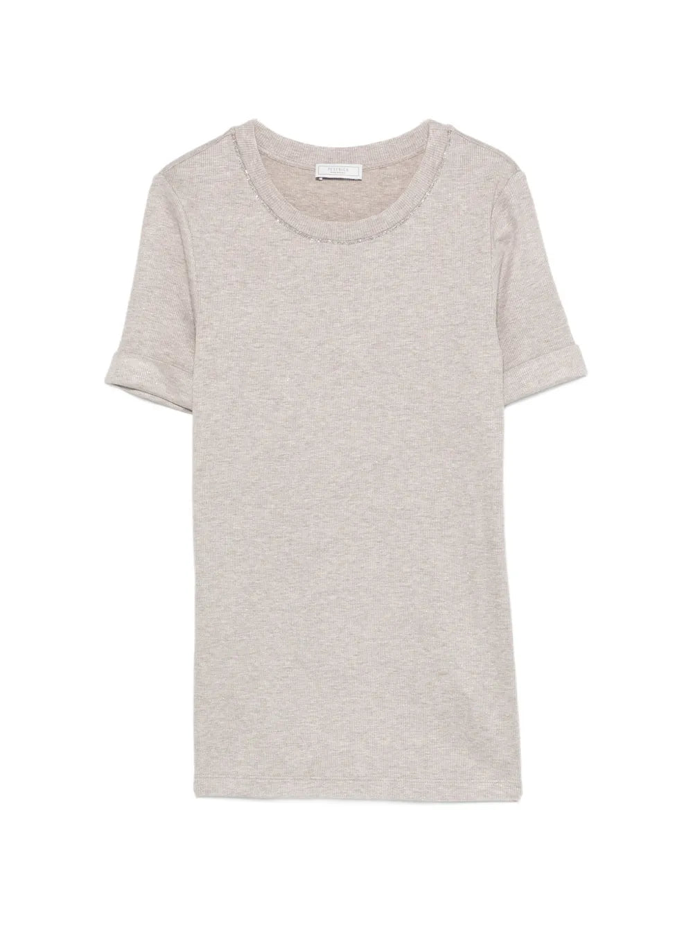 Peserico Embellished Round Neck T-Shirt — beige