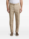 Peserico Elasticated-Waistband Turn-Up Trousers — Beige