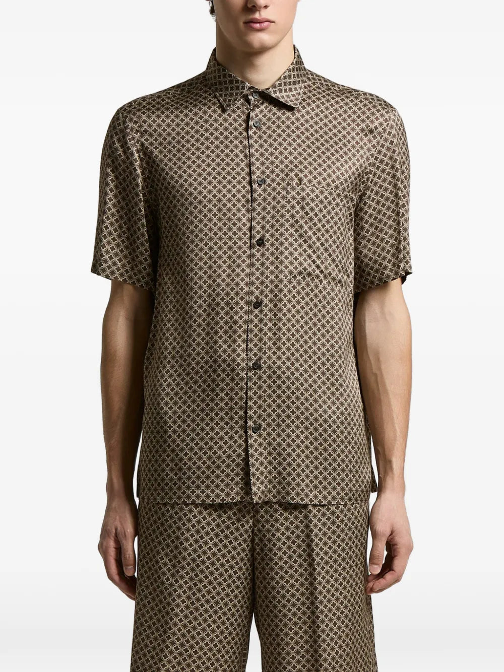Peserico Graphic Print Shirt — Brown
