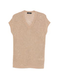 Fabiana Filippi Sequin-Embellished Open Knit Tank Top — Beige