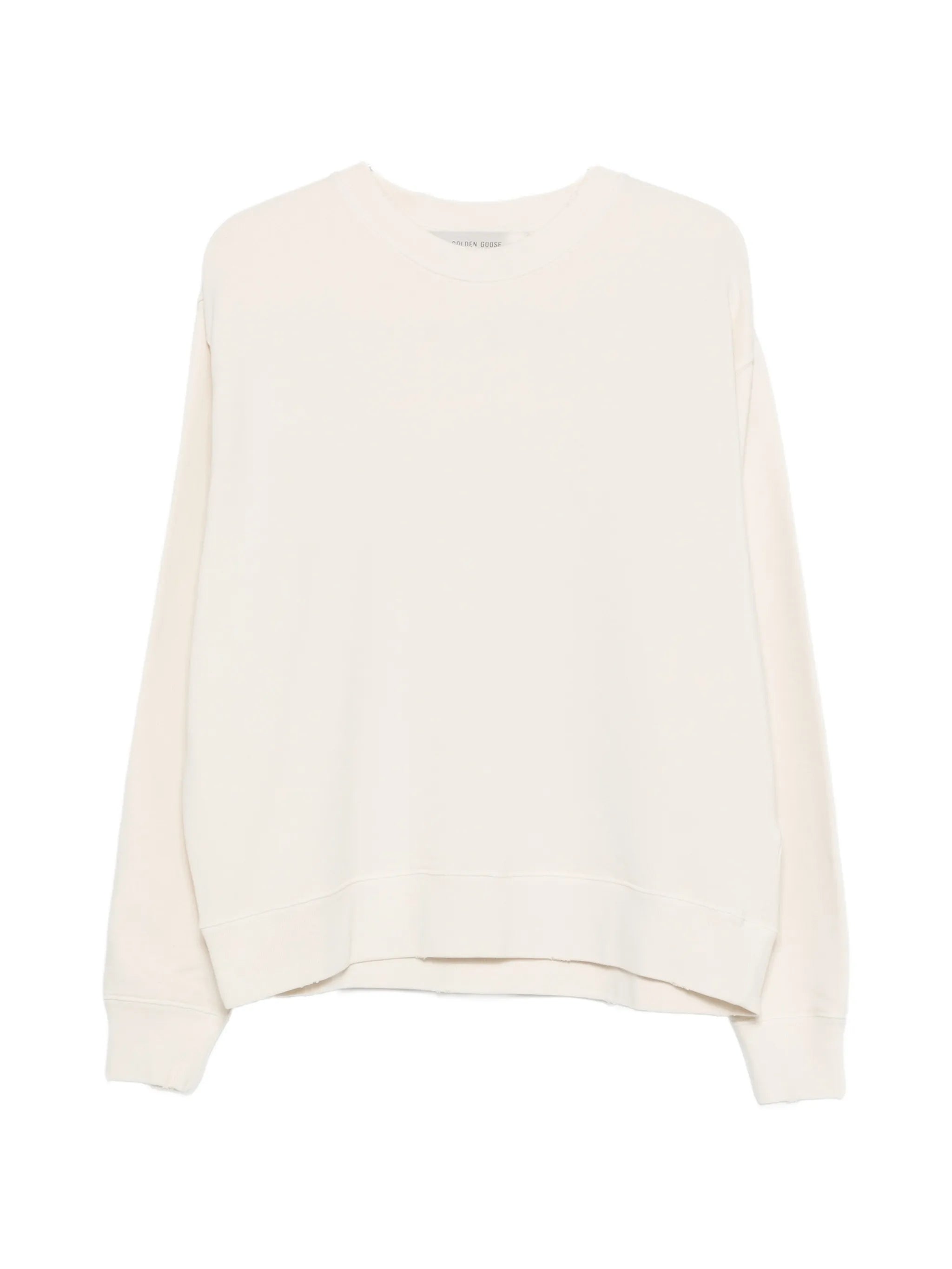 Golden Goose Cotton-Jersey with Distressed Finish Sweatshirt — Cream