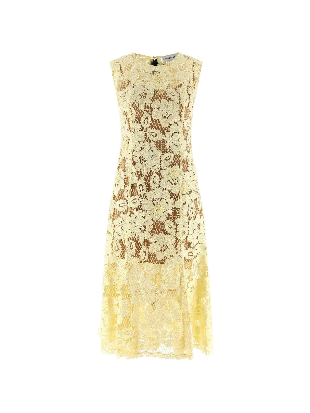 Self-Portrait Crochet-Lace Floral Dress — Yellow