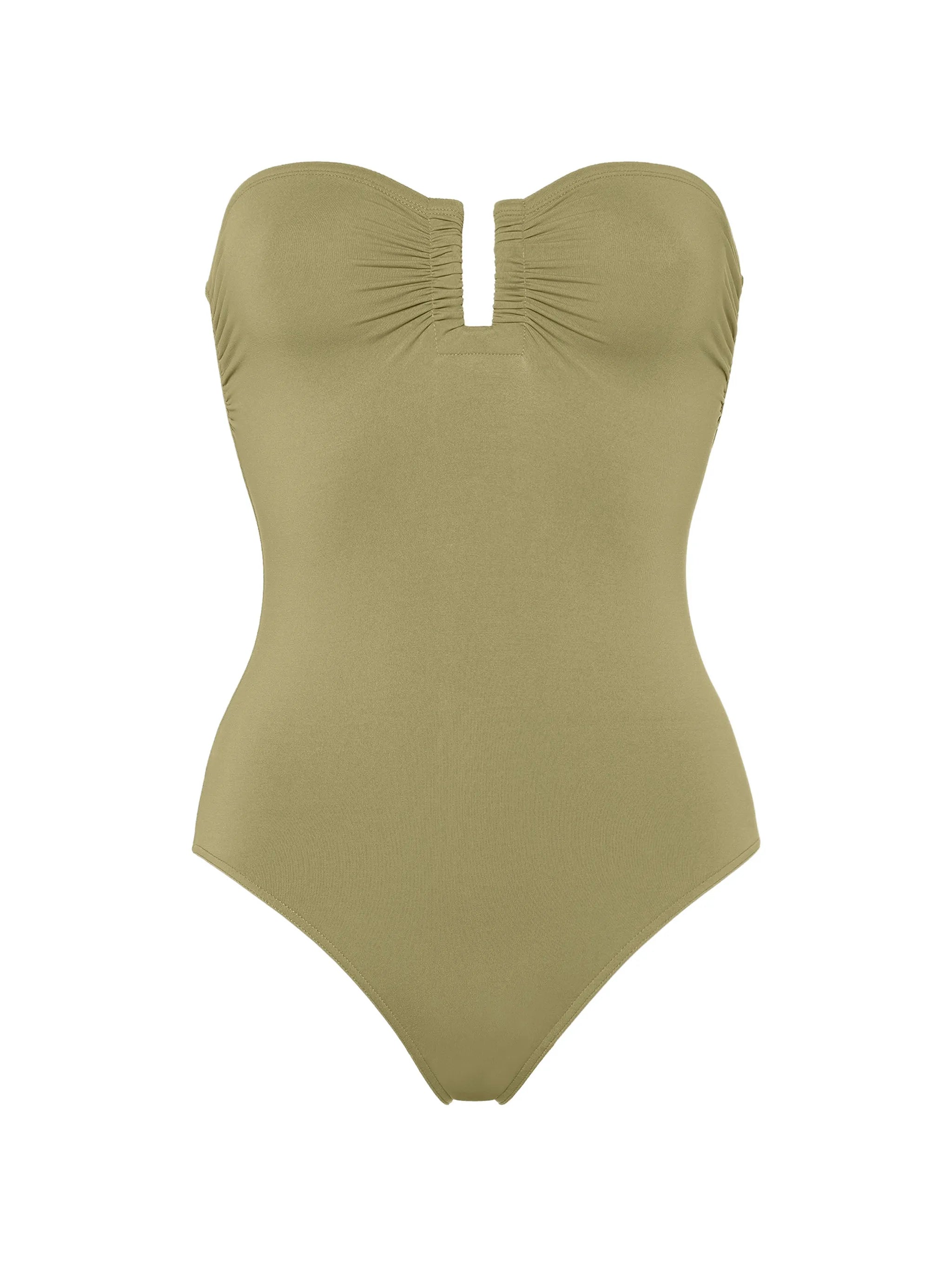 Eres Bustier Keyhole One-Piece Swimsuit — Olive