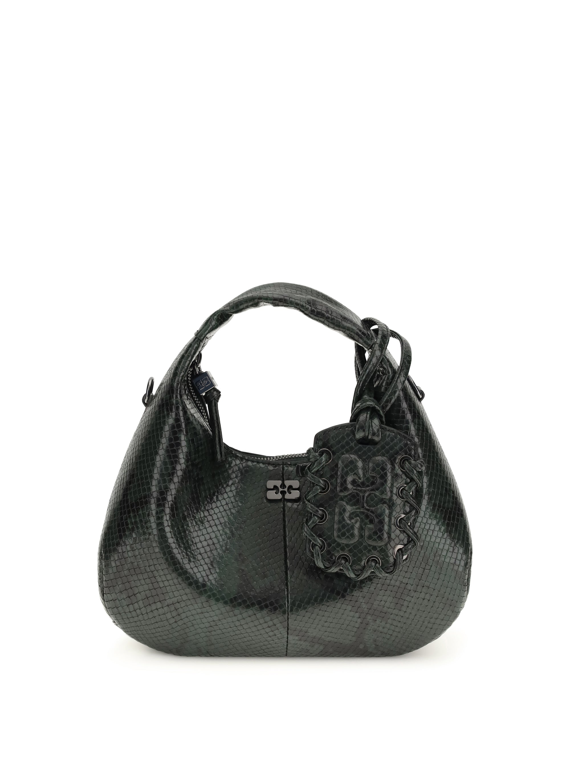 Ganni Quilted Recycled Polyester Shoulder Bag — Green