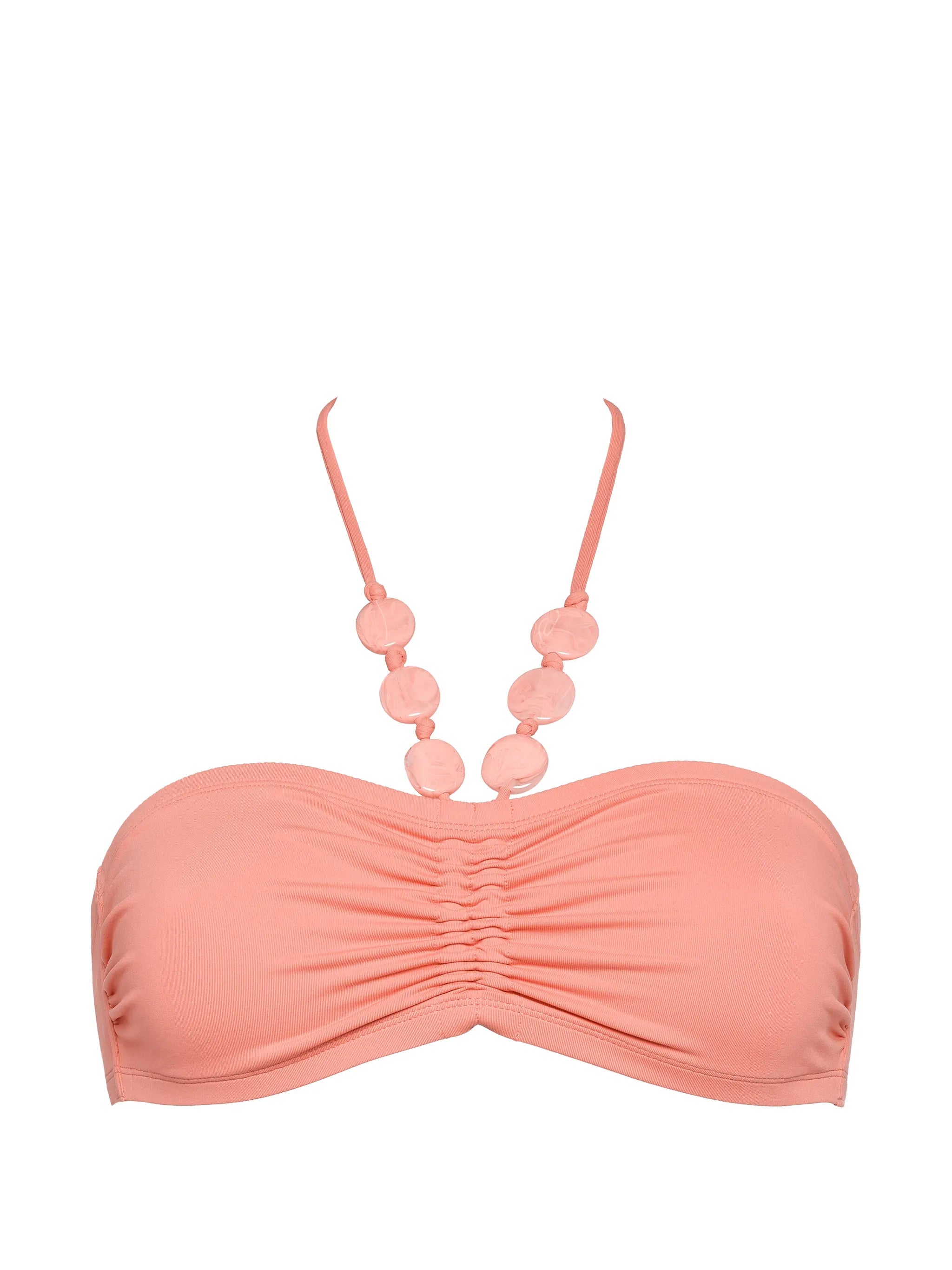 Eres Beaded Halter Bikini Top — Coral