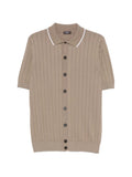 Peserico Ribbed Knit Polo — Beige