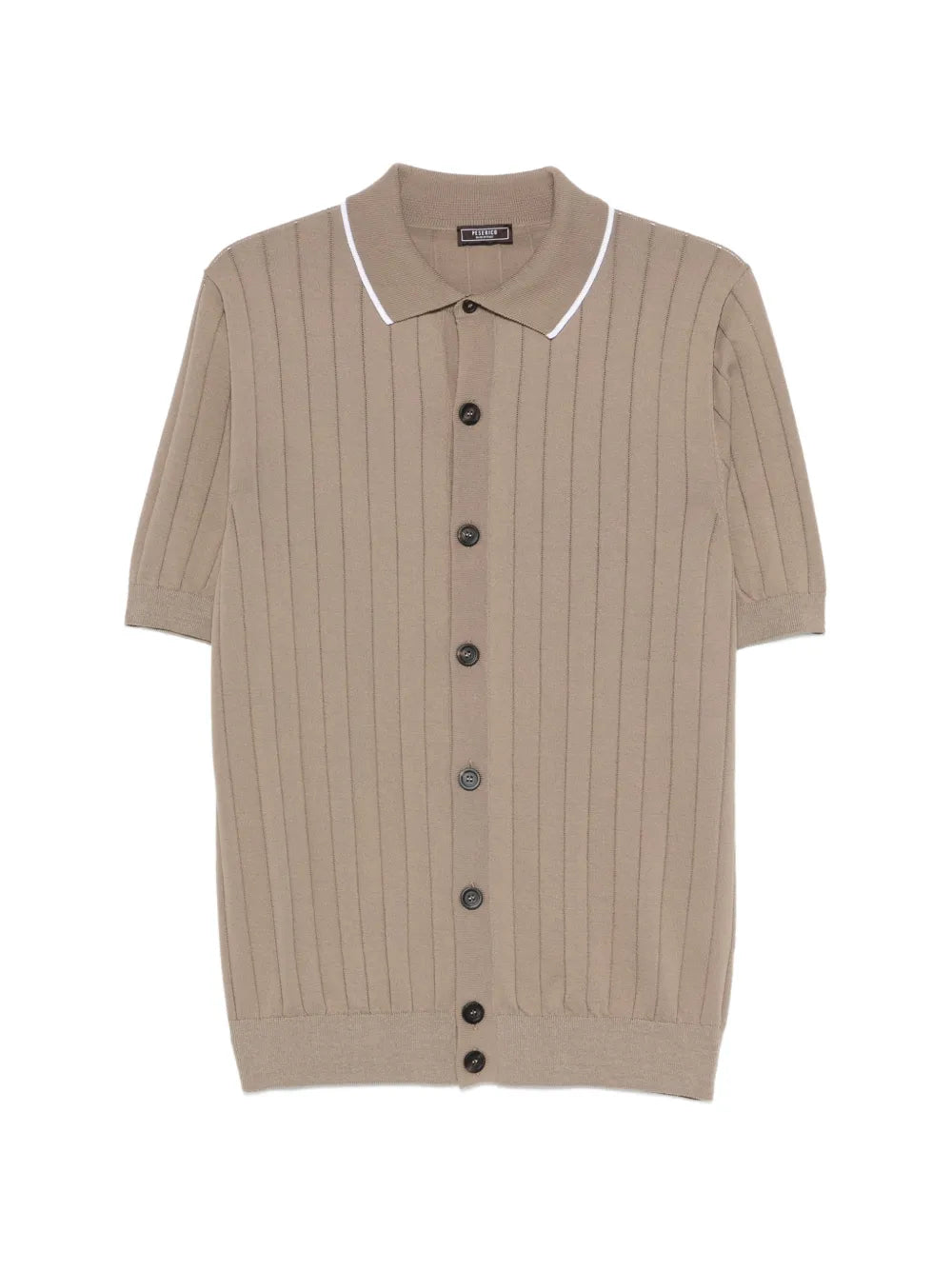 Peserico Ribbed Knit Polo — Beige