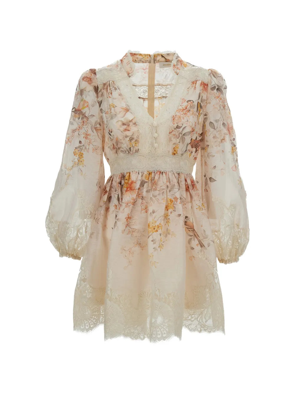Zimmermann Floral Lace Dress — Cream