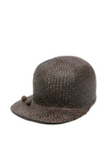 Fabiana Filippi Woven Raffia with Bead Detail Baseball Cap — Brown