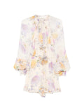 Zimmermann Floral Print Playsuit — Cream