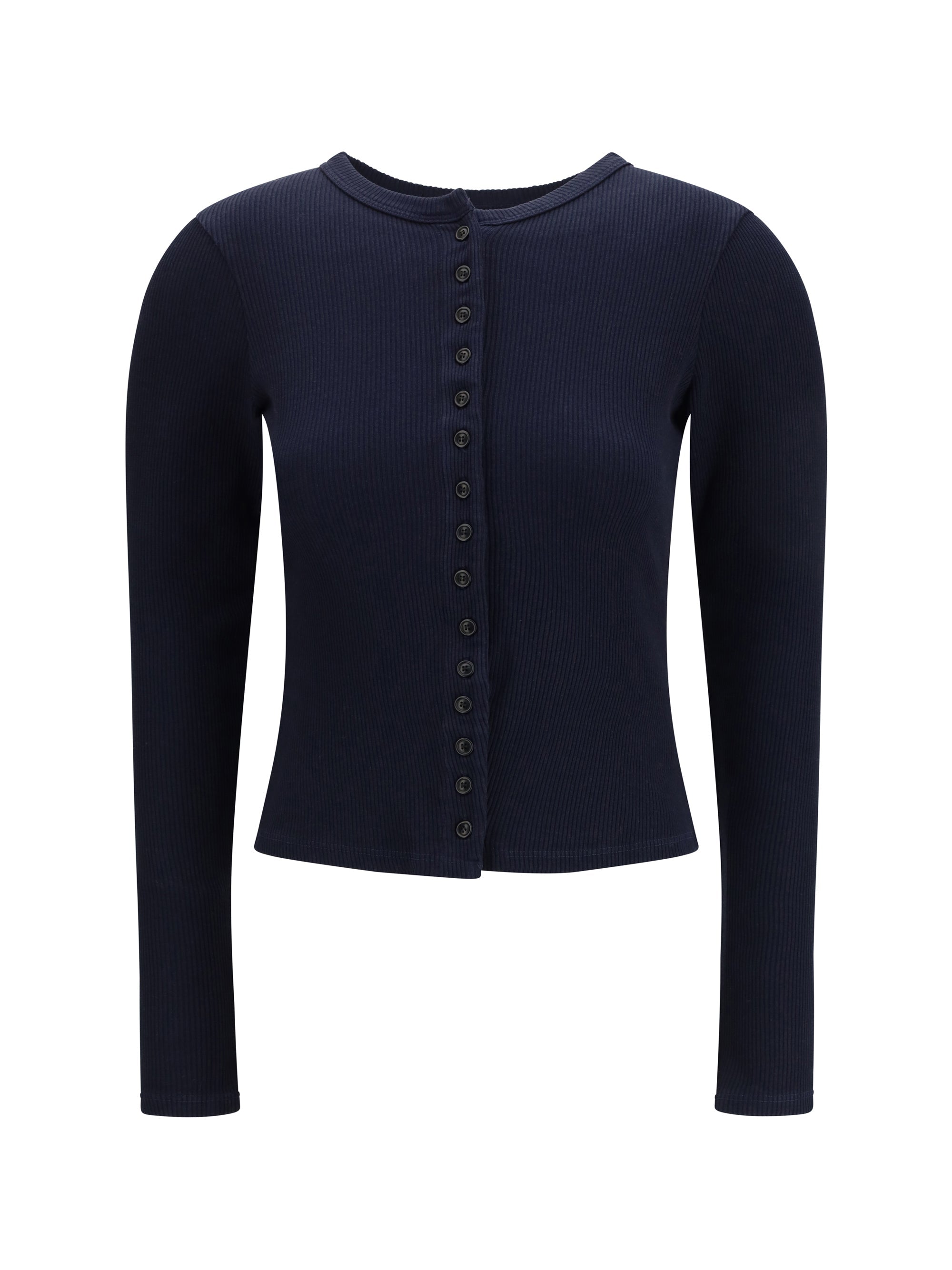 Citizens Of Humanity Ribbed Button-Front Cardigan — Navy