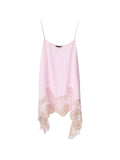 Fabiana Filippi Lace-Trimmed Asymmetric Tank Top — Pink