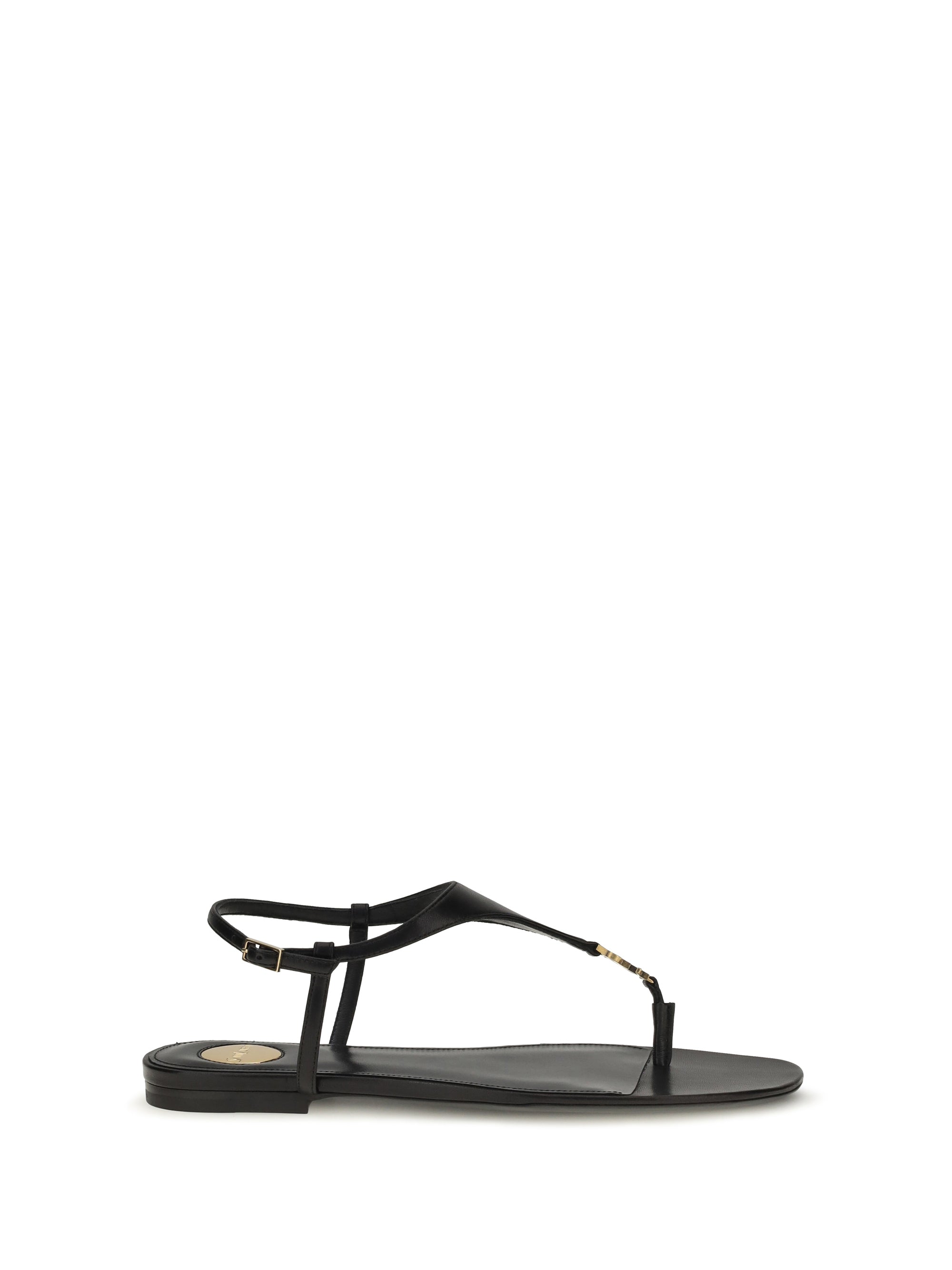 Saint Laurent Cassandre Sandals — Black