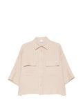 Eleventy Flap-Pocket Linen Shirt — Beige