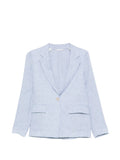 Peserico Linen Single-Breasted Blazer — light blue