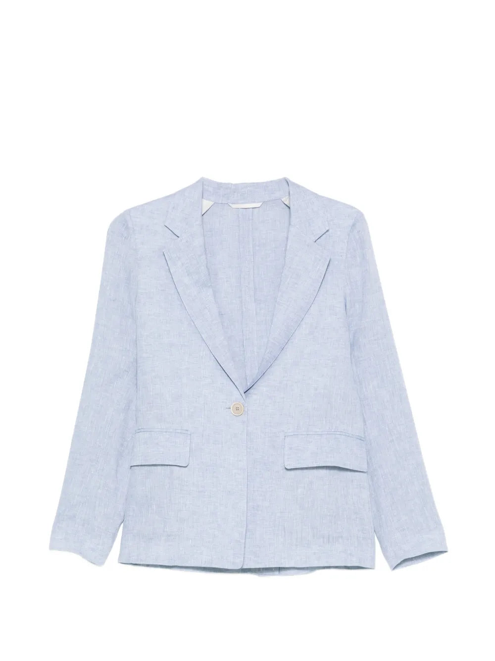 Peserico Linen Single-Breasted Blazer — light blue