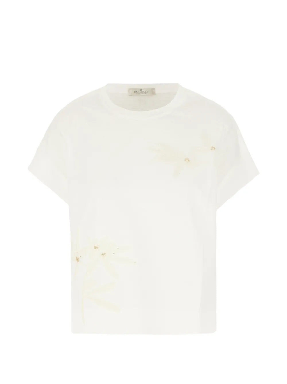 Panicale Sequin-Embellished Embroidered T-Shirt — Cream