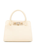 Fabiana Filippi Twist-Lock Calf Leather Top Handle Bag — Cream