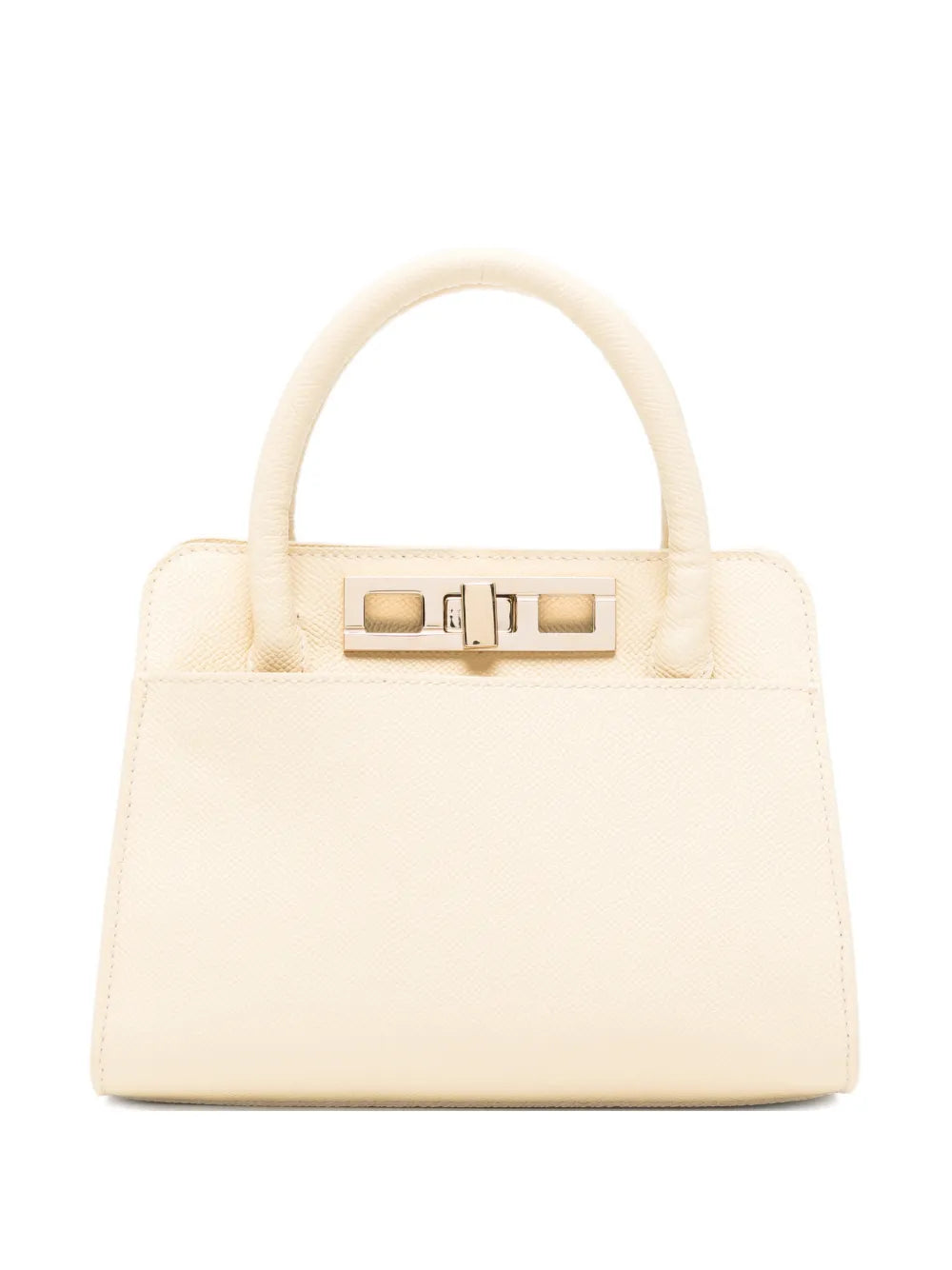 Fabiana Filippi Twist-Lock Calf Leather Top Handle Bag — Cream