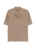 Peserico Linen Camp-Collar Shirt — Beige