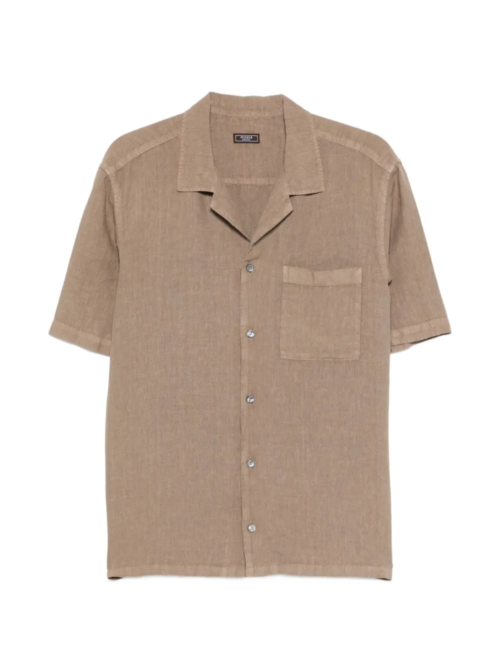 Peserico Linen Camp-Collar Shirt — Beige