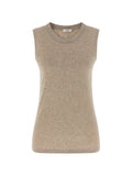 Peserico Ribbed Crew Neck Tank Top — Beige