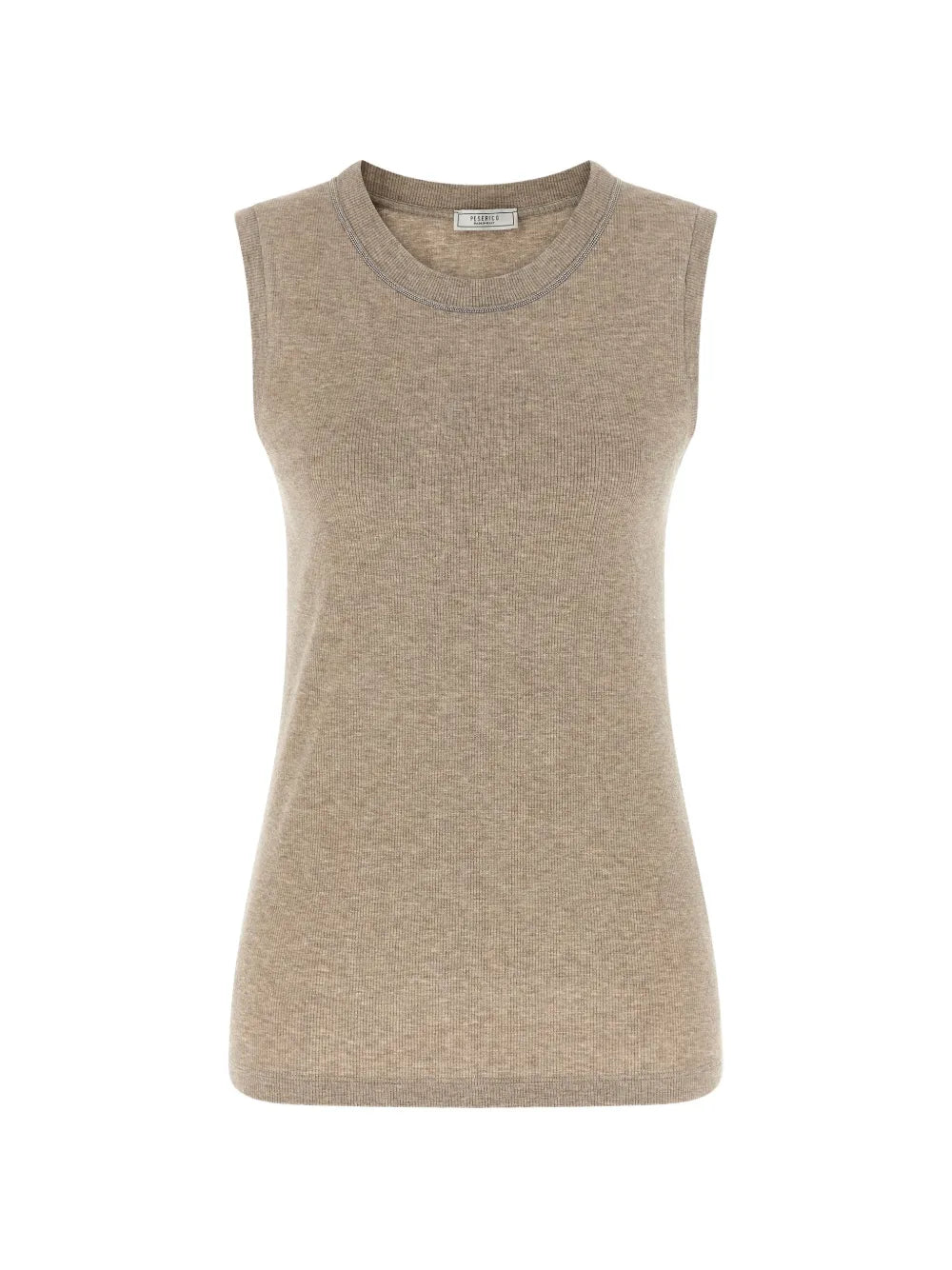 Peserico Ribbed Crew Neck Tank Top — Beige